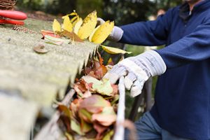 South Brunswick gutter cleaning being done by homeowner